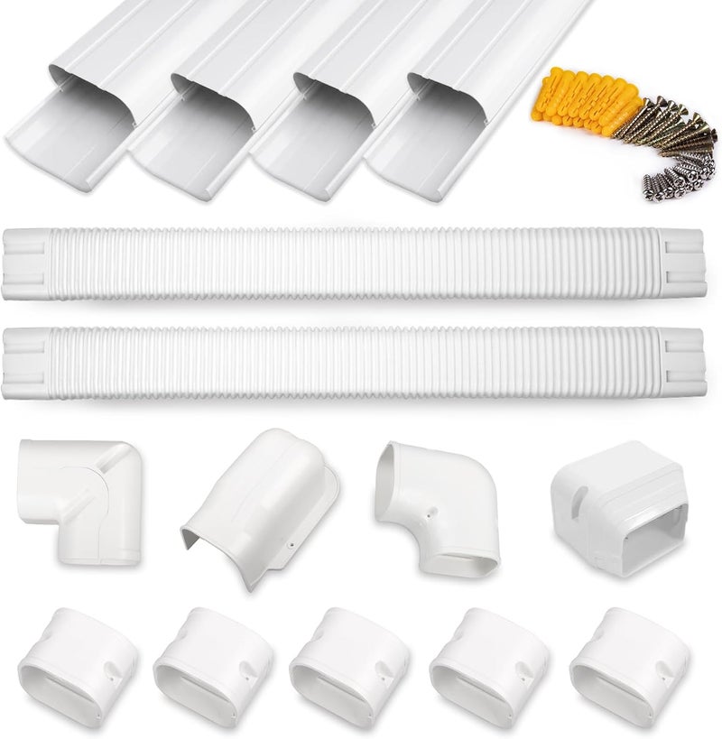 MOOITEK 3" 17Ft PVC Line Set Cover Kit for Ductless Mini Split Air Conditioners, Decorative PVC Slim Line Cover for Central AC & Heat Pumps Systems Tubing - Image 1